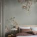 Цифровые обои для спальни Hortensia Grand Green, арт 9715W от Borastapeter – фотообои, на которых гортензия, георгин и роза переплетаются в узоре в абрикосовых, розовых и кремовых тонах на теплом зеленом фоне. Закажите эти изысканные обои в интернет-магазине ODesign. Бесплатная доставка по всей России.