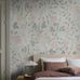 Цифровое панно для спальни Trädgårdsfröjd Grand Beige, арт. 9787W от Borastapeter, дельфиниумы и жимолость на светло-бежевом фоне окрашены в лиственно-зеленый, абрикосово-розовый и белый цвета. Эти цветочные обои идеально подойдут для детской, спальни, кухни или прихожей, создавая романтичную атмосферу. Заказать их можно в интернет-магазине ODesign с бесплатной доставкой по всей России.