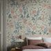 Цифровое панно для спальни Trädgårdsfröjd Grand Natural, арт. 9788W от Borastapeter, завитки жимолости и дельфиниума нарисованы под впечатлением от Даларны, а сами обои выполнены в традиционных народных цветах: приглушенных оттенках красного, синего и лиственно-зеленого на бежевом фоне. Эти крупноформатные цветочные обои идеально подойдут для детской, спальни, кухни или прихожей, создавая романтичную атмосферу. Заказать их можно в интернет-магазине ODesign с бесплатной доставкой по всей России.