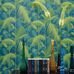 Обои Palm Jungle от Cole & Son арт. 112/1004 в интерьере. Плотные ветви пальмовых джунглей, лаймового цвета на бензиновом фоне, создают яркий дизан и эффект глубины пространства с помощью цветовых градаций оттенков. Обои в гостиную, стильные обои, флизелиновые обои