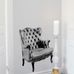 Фотообои в интерьере DM222-1 с изображением кресла в стиле Честерфилд в серых тонах на белом фоне. Купить обои в Москве, шведские обои, фотообои, салон обоев, магазин обоев, бесплатная доставка.
