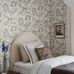 Скандинавский интерьер спальни задекорированный дизайнерскими пейзажными обоями DIANA  с животными и растениями
