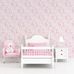 Интерьер детской розовой спальни для девочек с обоями в морской тематике.