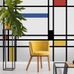 Дизайнерское абстрактное ретро панно Architector "Mondrian" в интерьере минималистичной гостиной.