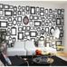 Фотообои Framed memories, Mr. Perswall с изображением стильных черных рамок различных форм и размеров в интерьере гостиной. Продажа фотообоев для стен в Москве, большой ассортимент.