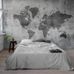 Просторная спальня с фотопанно Concrete World Map, Mr Perswall в индустриальном стиле. Обои для стен в интернет-магазине, большой ассортимент, онлайн-оплата.