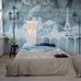 Спальня с фотопанно Plume Paris - Bleue, Mr Perswall со стилизованным изображением парижских улиц. Фотообои для гостиной, прихожей купить в салонах ОДизайн, большой ассортимент.