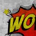 Современный принт, имитирующий граффити на бетонной стене в виде стилизованной надписи со словами героев комиксов. Фотообои  из коллекции Mr Perswall "Imaginarium" P280128-8-zoom. Заказать в интернет-магазине. Бесплатная доставка.
