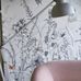 Фрагмент фотопанно в интерьере арт. PDG1058/01  из коллекции Mandora от Designers Guild, Великобритания с изображением растений и бабочек в желто-зеленых оттенках. Заказать в шоу-руме  Одизайн, онлайн оплата, бесплатная доставка
