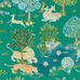 Английские обои  Pamir Garden артикул 216765
из коллекции Caspian с пейзажным узором гуляющих животных и птиц в персидском саду на изумрудном фоне в стиле фрески с эффектом кракелюра и мерцающими золотыми вставками.