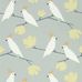 Купить обои флизелиновые для гостиной Love Birds с рисунком какаду на сером фоне из коллекции Esala от Scion