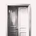 Фотообои DM232-1 с изображением двухстворчатой двери в классическом стиле в серо-белых тонах на белом фоне. Купить обои в Москве, шведские обои, фотообои, салон обоев, магазин обоев, бесплатная доставка.