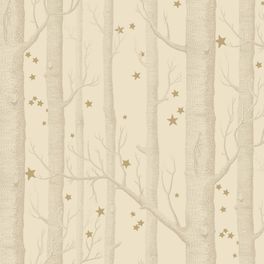 Классический дизайн Cole & Son с тщательно прорисованными, фактурными  стволами деревьев в перспективе в нейтральных теплых оттенках дополнен загадочно мерцающими золотыми звездами в обоях Woods & Stars.
Купить обои для комнаты в салонах ОДизайн. Большой ассортимент.