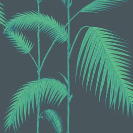 Обои Palm Leaves от Cole & Son арт. 112/2007. Простой, но яркий принт пальмовых листьев, в сочетании сине - зеленых оттенков. Графичное исполнение и ритмичный повтор рисунка создают динамичный интерьер. Обои для спальни, выбрать в каталоге, заказать доставку