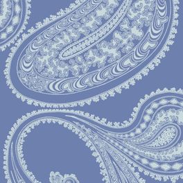 Раджапур - это классический дизайн пейсли в восточном стиле от Cole & Son. Арт. 112/9032 выпущен в цвете гиацинта с бархатистым на ощупь флоковым напылением светлого оттенка. Обои в гостиную, стильные обои, флизелиновые обои