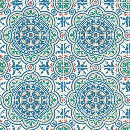 Флизелиновые обои пр-во Великобритания коллекция Seville от Cole & Son, рисунок под названием Piccadilly имитация керамической плитки в зеленом и синем цвете на светлом фоне. Обои для кухни. Купить обои в интернет-магазине, бесплатная доставка, большой ассортимент