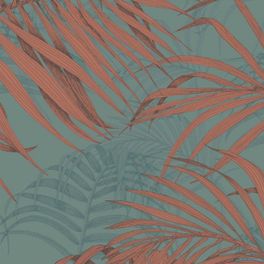 Обои Fardis - Maui  создают ощущение параллельного мира в с тропическими пальмами тихоокеанских стран. Арт. 117073 выполнен на фоне структурного металлика серо - синего цвета  с листьями лососевого и бирюзового оттенков, создающие ощущение глубины в пространстве. Английские обои, Обои Fardis, Каталог обоев.