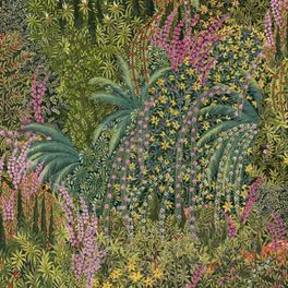 Английские обои с цветочным узором Cascade Leaf Green Артикул: 120/5014 из каталога The Gardens, пр-во Cole&Son, Великобритания.