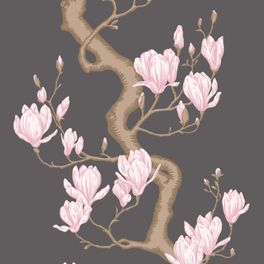 Крупный план фактуры и рисунка премиальных обоев Magnolia Tree арт. 128/1001 от Cole & Son из коллекции Classics II. Детализированный классический узор, демонстрирующий качество печати.