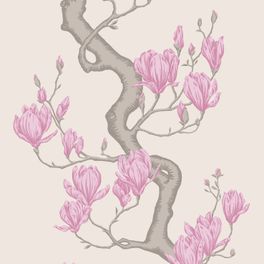 Купить премиальные обои Magnolia Tree арт. 128/1002 от Cole & Son из коллекции Classics II. Детализированный классический узор дерева Магнолия на кремовом фоне. Детальный рисунок, демонстрирующий качество печати.