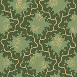 Купить премиальные обои  Moss Trellis арт. 128/4021 от Cole & Son из коллекции Classics II для кабинета. Смелый абстрактный принт болотного мха со сложным сочетанием болотного зеленого и цвета состаренного золота с металлическими акцентами, демонстрирующий качество печати. Английские обои для стен в спальне, гостинной, коридора или столовой.