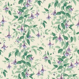 Купить премиальные обои для стен Fuchsia арт. 128/6030 от Cole & Son из коллекции Classics II. Детализированный рисунок цветков и листьев фуксии в васильковых тонах на кремовом фоне, демонстрирует качество печати. Английские обои для стен в спальне, гостинной, коридора или столовой.