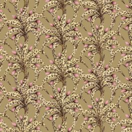 Детальный рисунок флизелиновых обоев Afrika Damask Safari & Blush арт. 129/5020 от Cole&Son каталог Ardmore Baobab, тонкая ручная прорисовка в виде дамасского дерева органичной формы в цветах Сафари с пудровым.