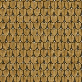 Восхитительные флизелиновые обои Narina - Baobab Gold арт. 129/7030 от Cole&Son (Великобритания) каталог Ardmore Baobab, где узор составляют стилизованные перья птицы Нарина в благородном золотистом оттенке.