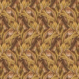 Роскошный и замысловатый рисунок обоев Cheetah Prowl Bronze арт. 129/8043 от Cole&Son (Англия) из каталога Ardmore – Baobab в бронзовом цвете с королевскими гепардами, пробирающимися сквозь стебли трав.