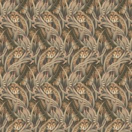 Роскошный и замысловатый рисунок обоев Cheetah Prowl Slate арт. 129/8044 от Cole&Son (Англия) из каталога Ardmore – Baobab с королевскими гепардами, пробирающимися сквозь стебли трав.