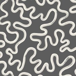 Купить дизайнерские обои Rainforest Squiggle White & Grey on Charcoal арт. 130/8028 от Cole&Son, каталог Cole&Son x Vivienne Westwood. Смелая современная настенная роспись, излучающая яркую энергию. Извилистый мазок позволяет взгляду скользить по композиции, не прерывая движения руки художника в белом и сером цвете на фоне цвета графита.