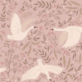 Флизелиновые обои Swans antique pink арт. 130958 — романтичные обои с лебедями для стен.