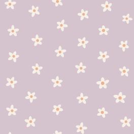 Пурпурно-лиловые флизелиновые обои с ромашками для дома Daisies lilac purple арт. 131114 — уютный и игривый узор для стен.