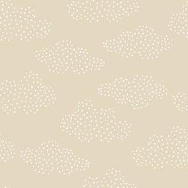 Детские обои для дома Little clouds beige арт. 139515 — с облачками в теплых бежевых тонах создают веселую атмосферу, превращая комнату в пространство для фантазий и приключений.