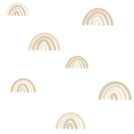 Флизелиновые обои для стен в детскую Rainbows beige and white арт. 139684  с радугами на белом фоне из каталога POM POM PIE от Esta Home (Нидерланды).