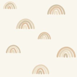 Флизелиновые обои для стен в детской Rainbows beige арт. 139685  с радугами на бежевом фоне для уюта из каталога POM POM PIE от Esta Home (Нидерланды).
