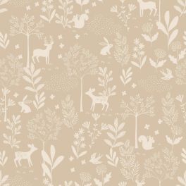 Узор детских обоев Forest with animals cervine арт. 139757 крупный план — зайчики, лисички, медвежата и белочки.