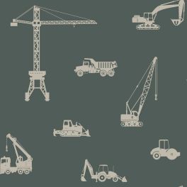 Крупный план флизелиновых обоев с машинками — текстура и детали узора.
