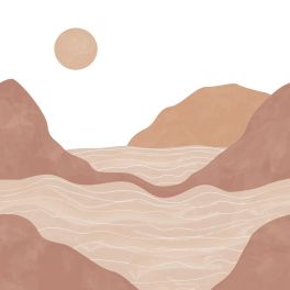 Крупный план флизелинового панно с горами — текстура и цветовые слои.
