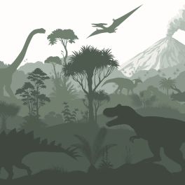 Детское флизелиновое панно Dinosaurs dark green арт. 159491 с динозаврами для комнаты мальчика.