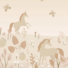 Детское флизелиновые панно Unicorns light terracotta арт. 159495 с единорогами для комнаты девочки.