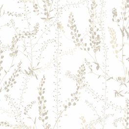 Флизелиновые обои из Швеции коллекция Scandinavian Designers II от Borastapeter, с рисунком под названием Bladranker полевые цветы в бежевом цвете на белом фоне. Дизайн обоев АРНЕ ЯКОБСЕН