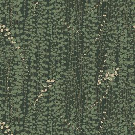 Флизелиновые обои из Швеции коллекция Scandinavian Designers III от Borastapeter под названием  RANKE.Тонкие свисающие плети мелких зеленых листочков на густо-зеленом фоне с легкими акцентами белых цветов   выглядят изысканно и элегантно.