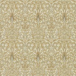 Выбрать флизелиновые обои для спальни  арт. 216828 из коллекции Compilation Wallpaper от Morris с плотным растительным узором в золотом цвете в салоне.