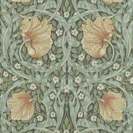 Купить обои для гостиной дизайн Pimpernel арт. 216856 из коллекции Compilation Wallpaper от Morris с ярким растительным принтом на нейтральном фоне.