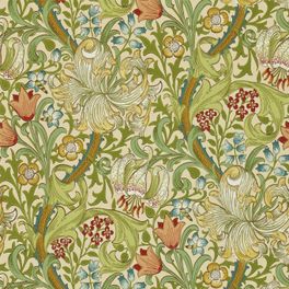 Выбрать дизайнерские обои Golden Lily арт. 216858 из коллекции Compilation Wallpaper от Morris , Великобритания с крупным узором лилия в ярких тонах на сайте odesign.ru