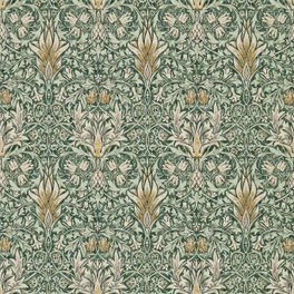 Посмотреть обои для гостиной дизайн Snakeshead арт. 216863 из коллекции Compilation Wallpaper от Morris , Великобритания с растительных узором в зеленых тонах в салоне О-Дизайн.