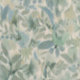 Виниловые обои с крупным акварельным  узором цветов на фактурной основе под ткань в оливково голубых тонах для рабочего кабинета или офиса