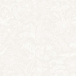 Флизелиновые обои из Швеции коллекции Scandinavian Designers  от Borastapeter, с рисунком под названием  Grazia  На фоне полупрозрачных, нежных оттенков – облачно-белом - белыми контурами прорисованы удивительные растения, цветы и ягоды. Бесплатная доставка, оплата онлайн, Шведские обои в интернет-магазине, большой выбор, стильные обои