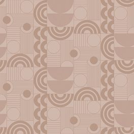 Флизелиновые обои Cosmopolitan из Швеции коллекция The Apartment от Borastapeter, с геометрическим рисунком бежевого-персикового оттенка на металлике бронзового цвета для гостиной, можно купить  в салоне Одизайн с бесплатной доставкой